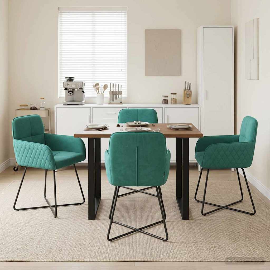 Sedie da pranzo 4 pcs Velluto Turchese 59 x 56,5 x 86 cm | homemem39