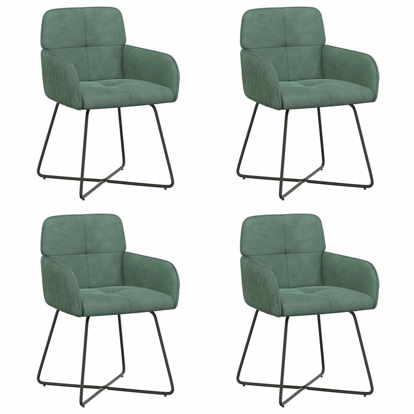 Sedie da pranzo 4 pcs Velluto Verde Mare 59 x 56,5 x 86 cm | homemem39