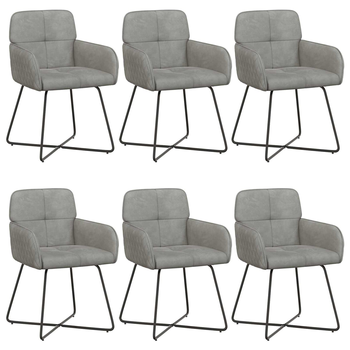 Sedie da pranzo 6 pcs Velluto Grigio Chiaro 59 x 56,5 x 86 cm