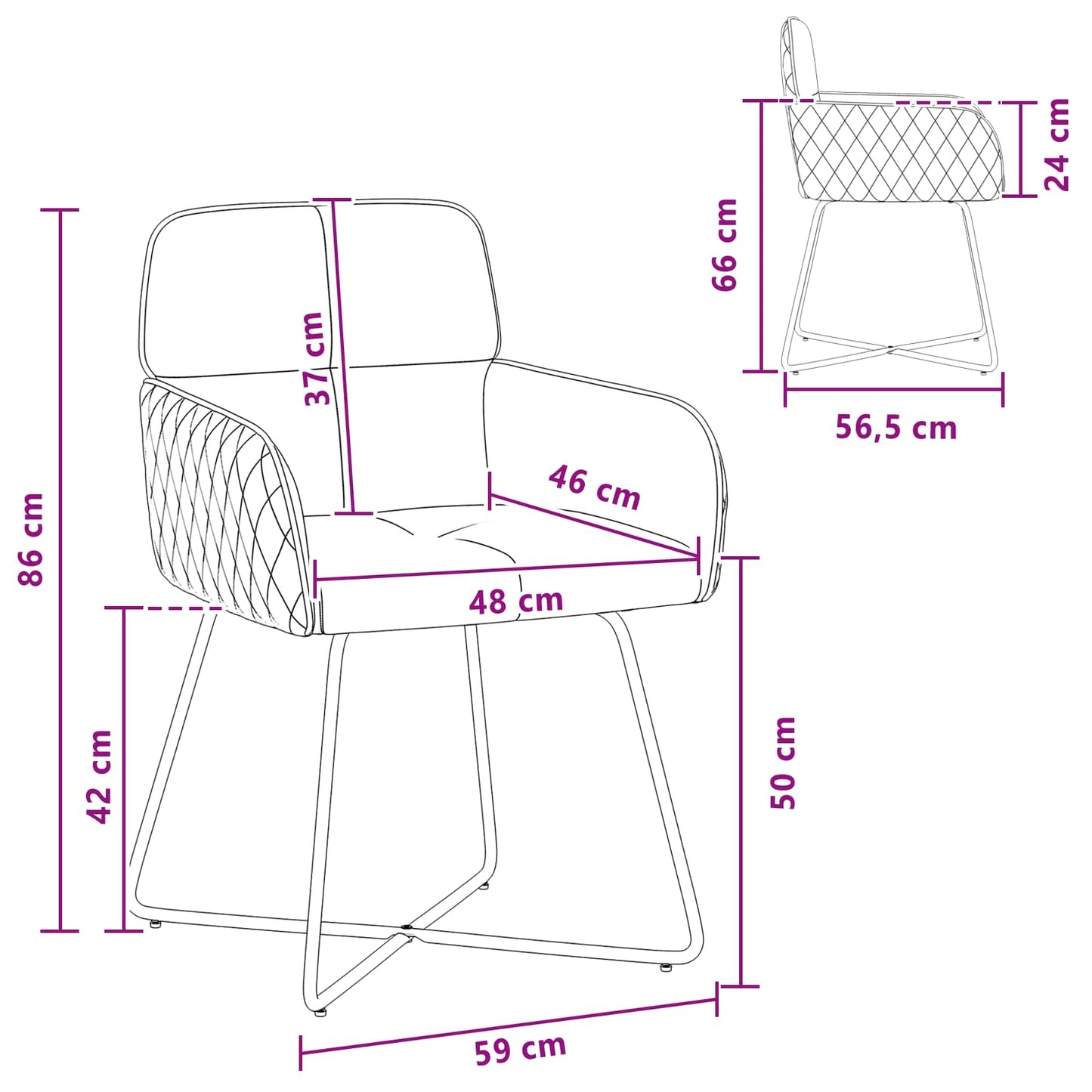 Sedie da pranzo 6 pcs Velluto Grigio Scuro 59 x 56,5 x 86 cm | homemem39