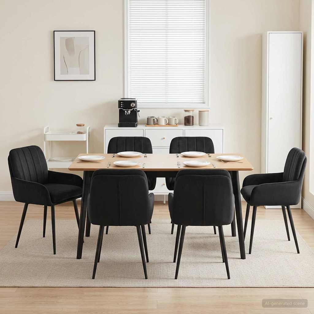 Sedie da pranzo 6 pcs Velluto Nero 59 x 59,5 x 90 cm | homemem39