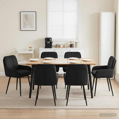 Sedie da pranzo 6 pcs Velluto Nero 59 x 59,5 x 90 cm | homemem39