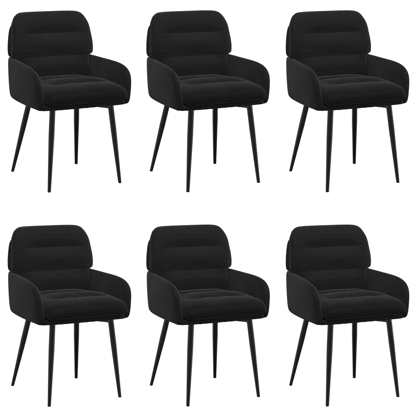 Sedie da pranzo 6 pcs Velluto Nero 59 x 59,5 x 90 cm | homemem39