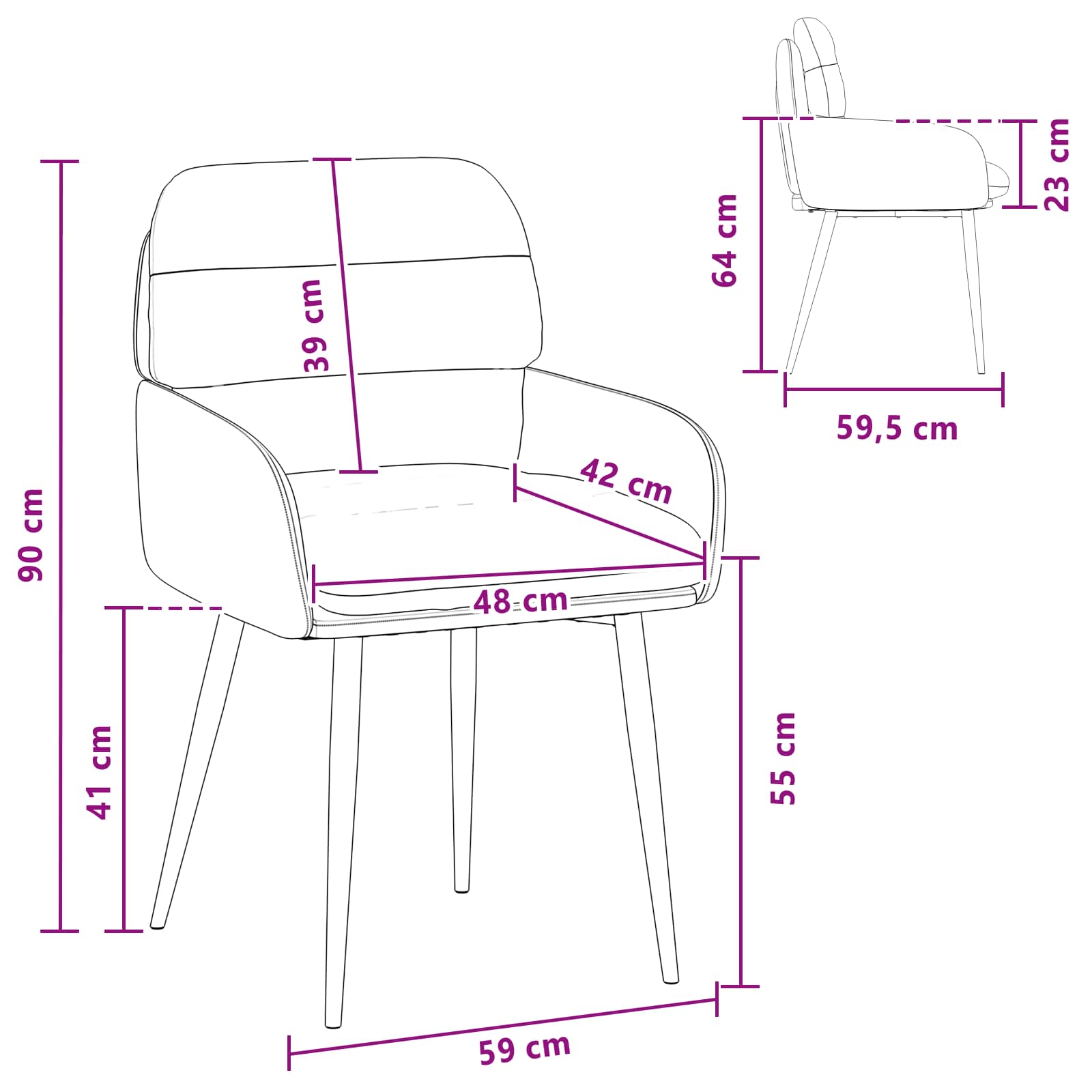 Sedie da pranzo 6 pcs Velluto Nero 59 x 59,5 x 90 cm | homemem39