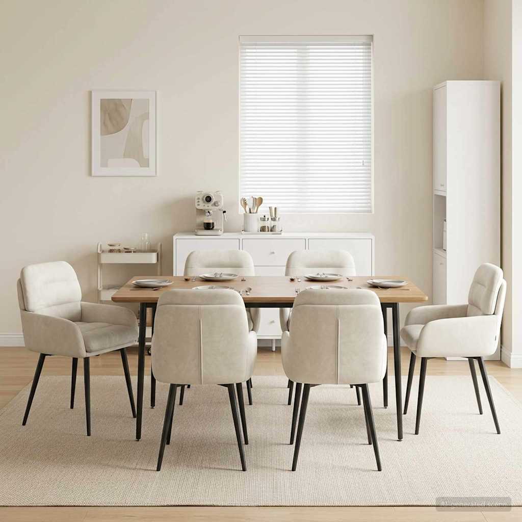 Sedie da pranzo 6 pcs Velluto Crema 59 x 59,5 x 90 cm | homemem39