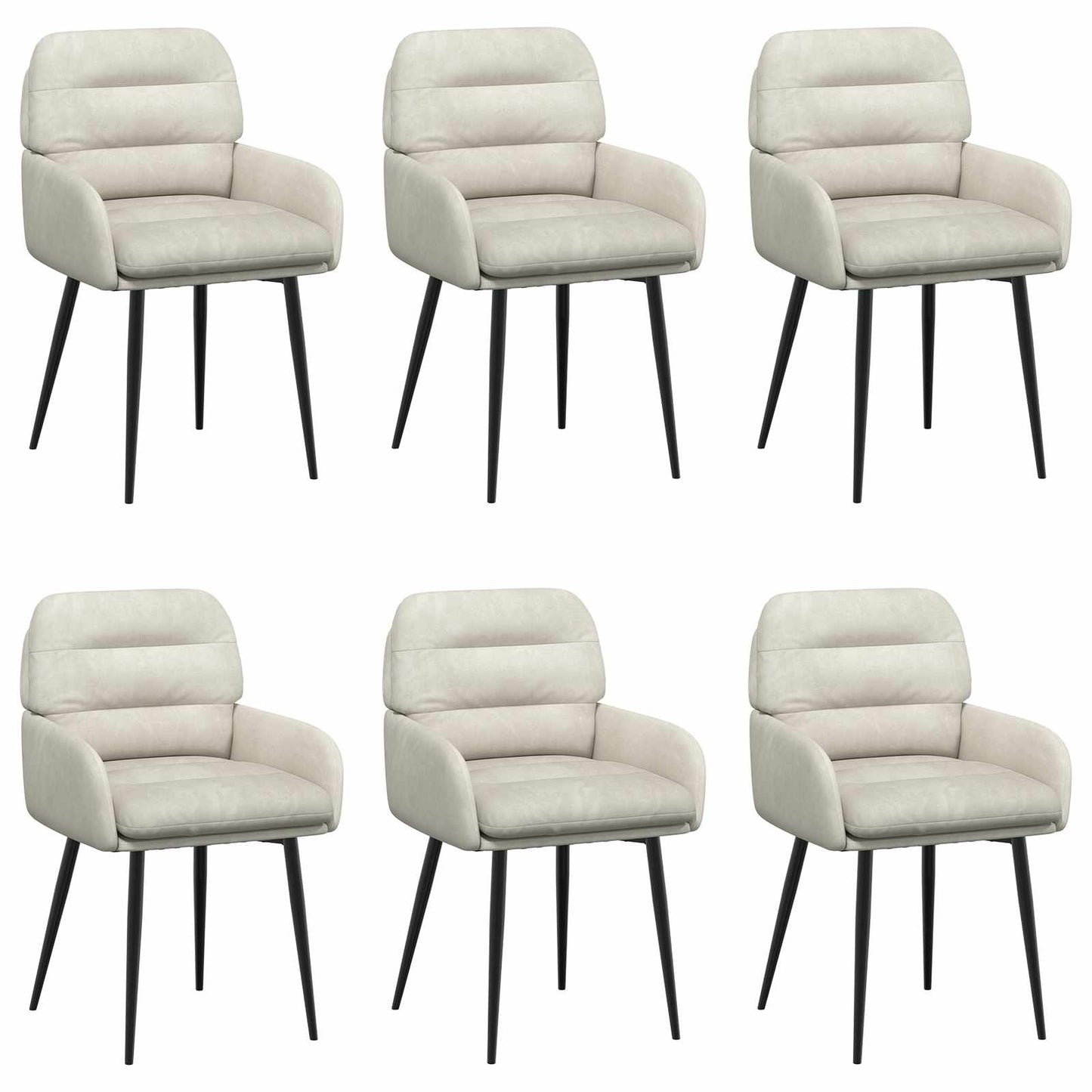 Sedie da pranzo 6 pcs Velluto Crema 59 x 59,5 x 90 cm | homemem39