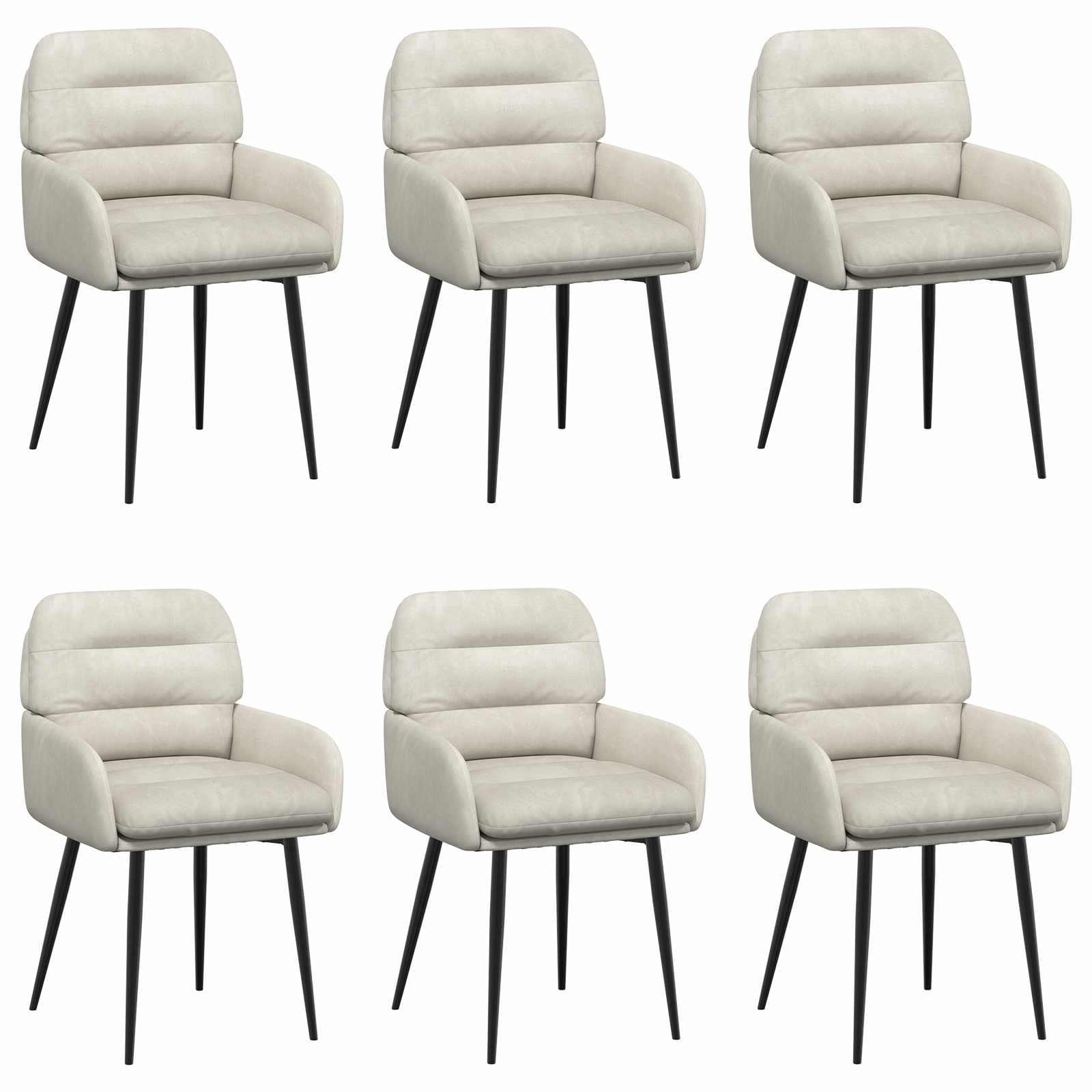 Sedie da pranzo 6 pcs Velluto Crema 59 x 59,5 x 90 cm | homemem39