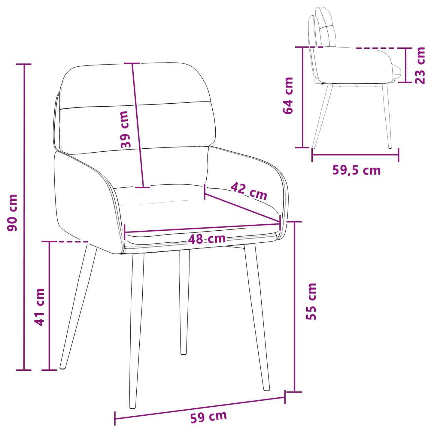 Sedie da pranzo 6 pcs Velluto Crema 59 x 59,5 x 90 cm | homemem39