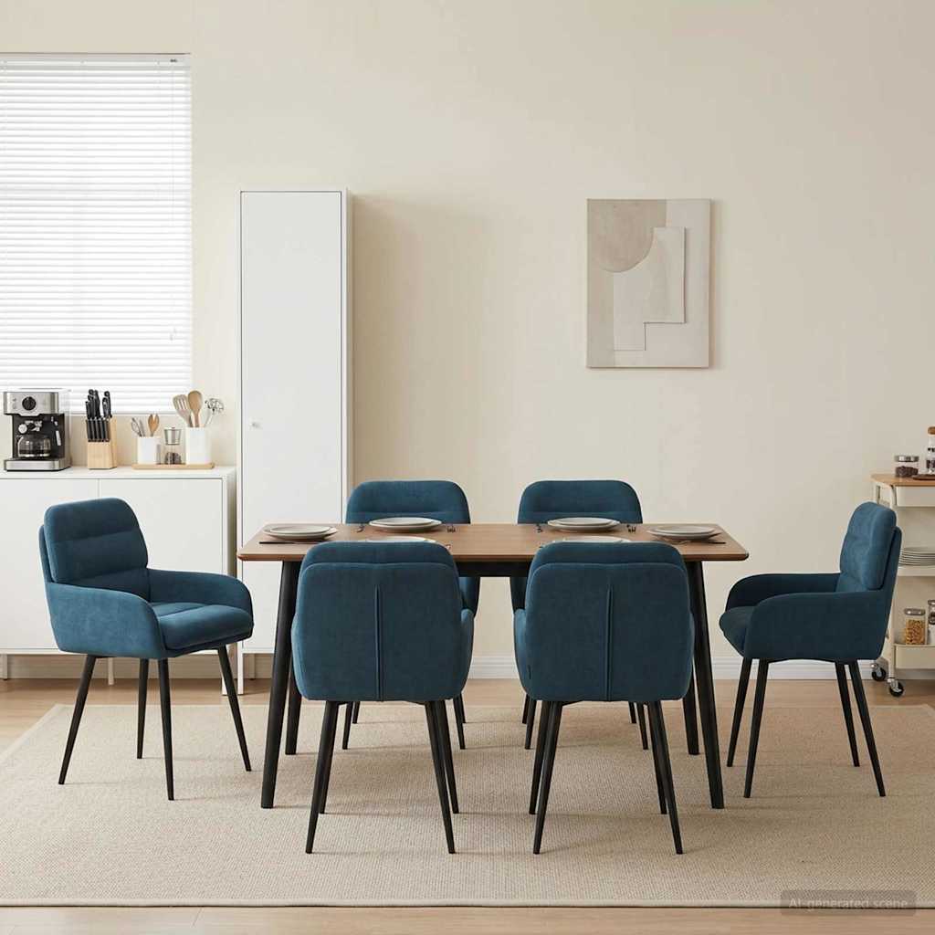 Sedie da pranzo 6 pcs Velluto Blu 59 x 59,5 x 90 cm | homemem39