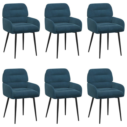 Sedie da pranzo 6 pcs Velluto Blu 59 x 59,5 x 90 cm | homemem39