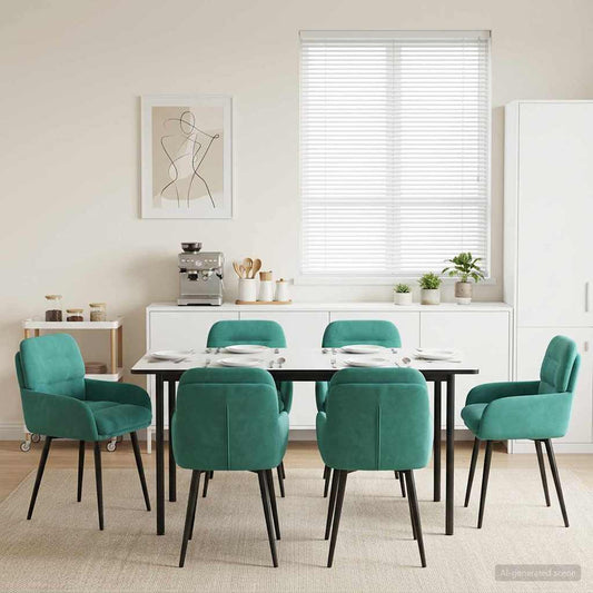 Sedie da pranzo 6 pcs Velluto Turchese 59 x 59,5 x 90 cm