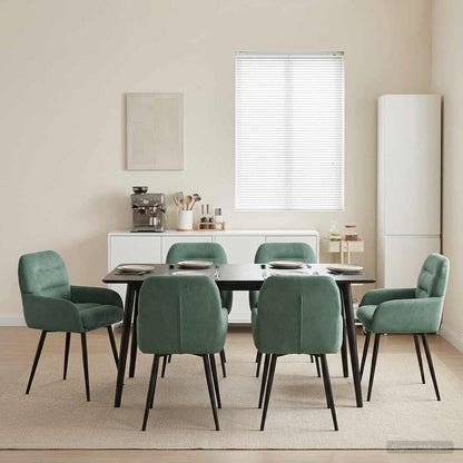 Sedie da pranzo 6 pcs Velluto Verde Mare 59 x 59,5 x 90 cm | homemem39