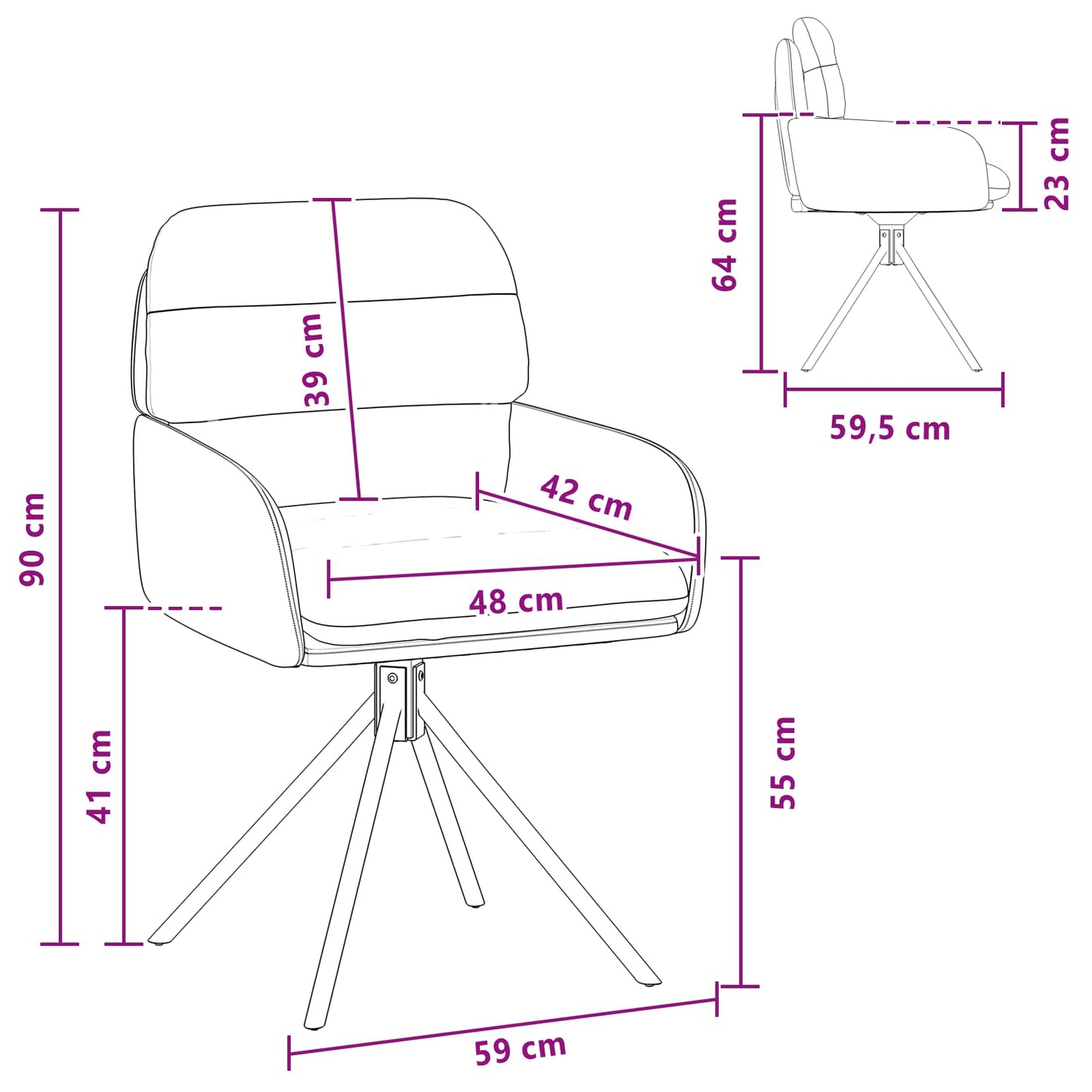 Sedie da pranzo girevoli 4 pcs Similpelle Nero | homemem39