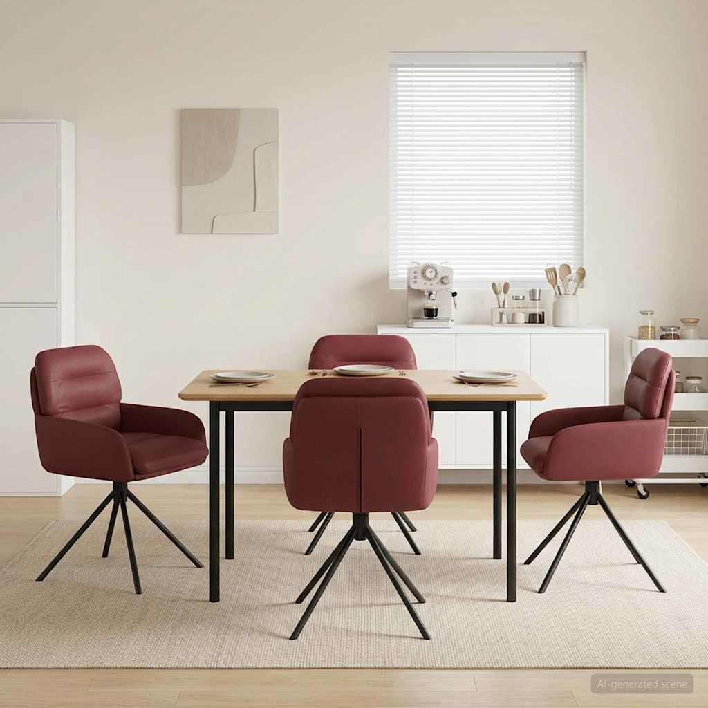 Sedie da pranzo girevoli 4 pcs Similpelle Rosso Vino