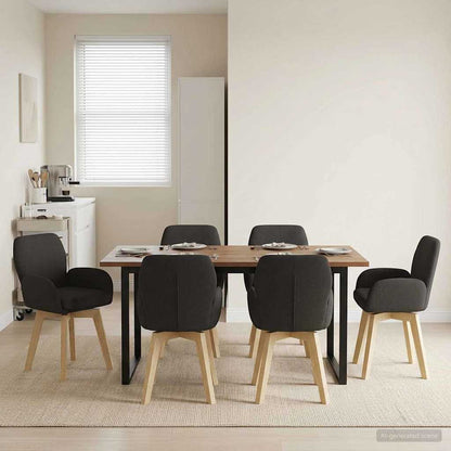 Sedie da pranzo girevoli 6 pcs Bouclé Nero 54 x 58 x 87 cm | homemem39