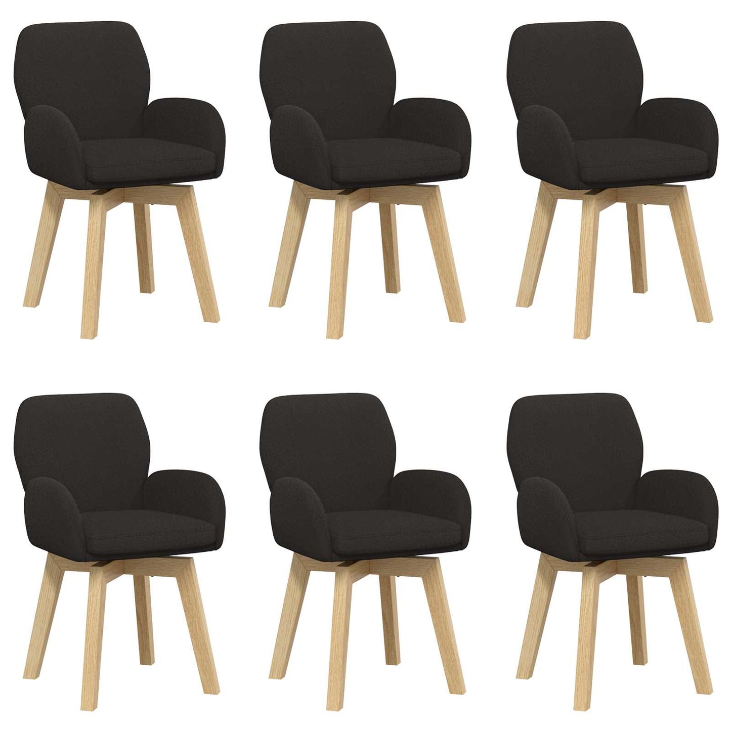 Sedie da pranzo girevoli 6 pcs Bouclé Nero 54 x 58 x 87 cm | homemem39