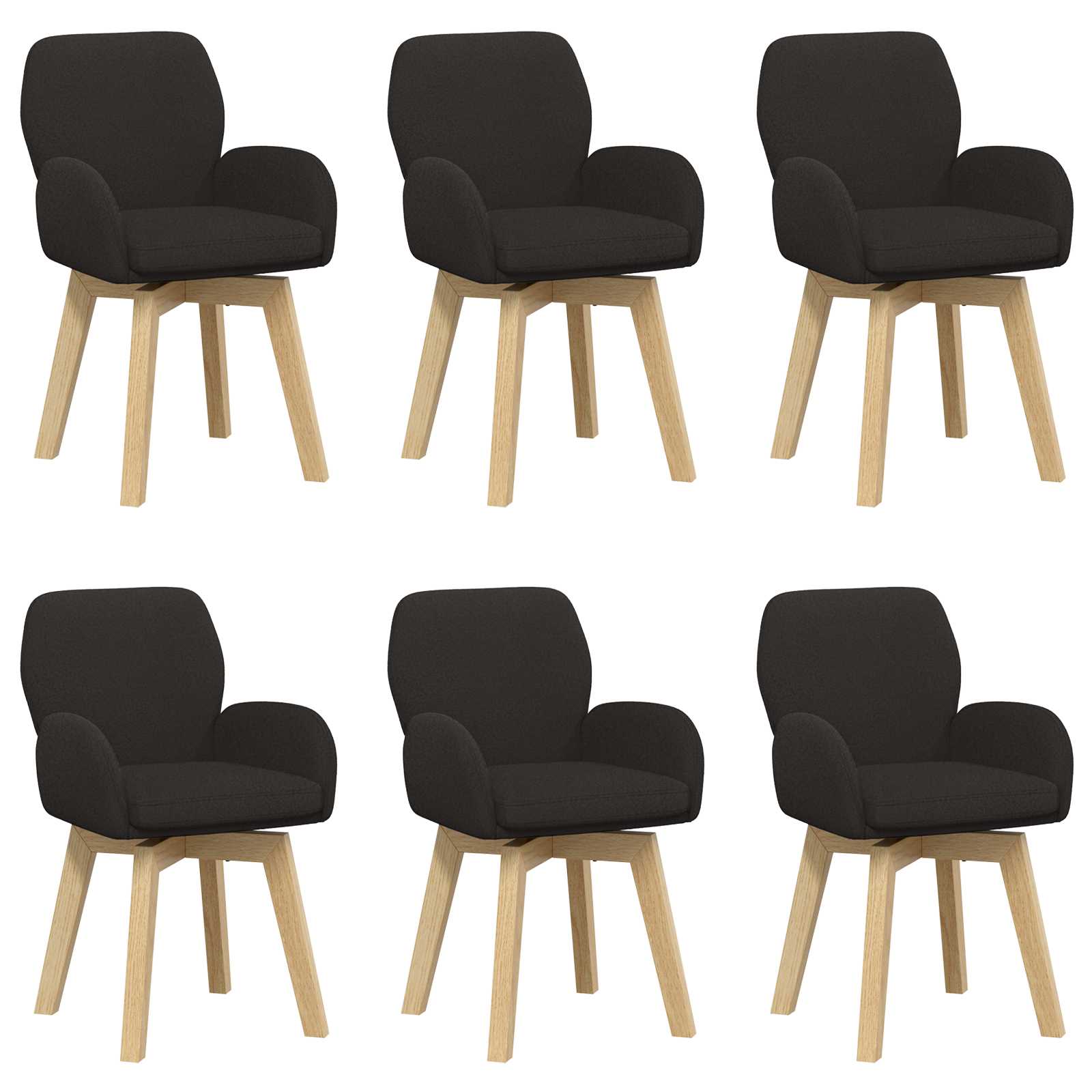 Sedie da pranzo girevoli 6 pcs Bouclé Nero 54 x 58 x 87 cm | homemem39