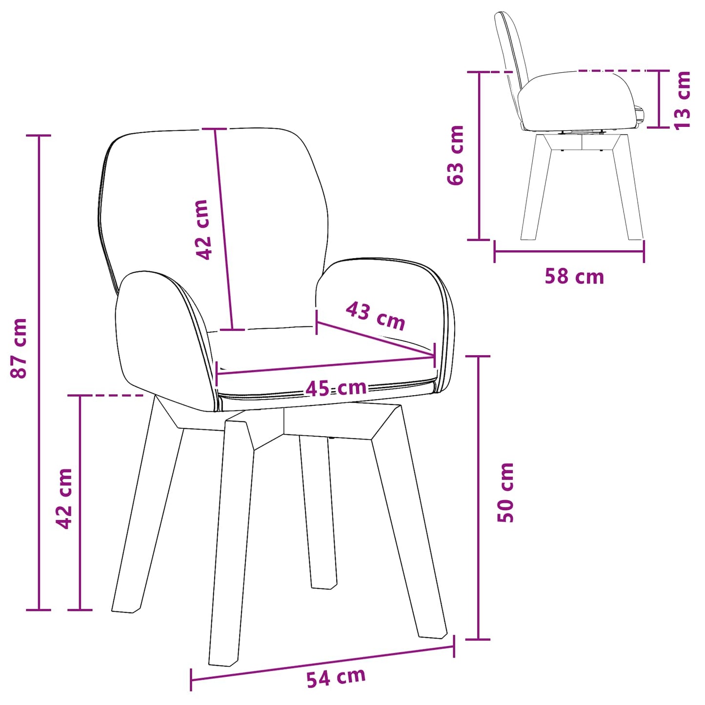Sedie da pranzo girevoli 6 pcs Bouclé Beige 54 x 58 x 87 cm | homemem39