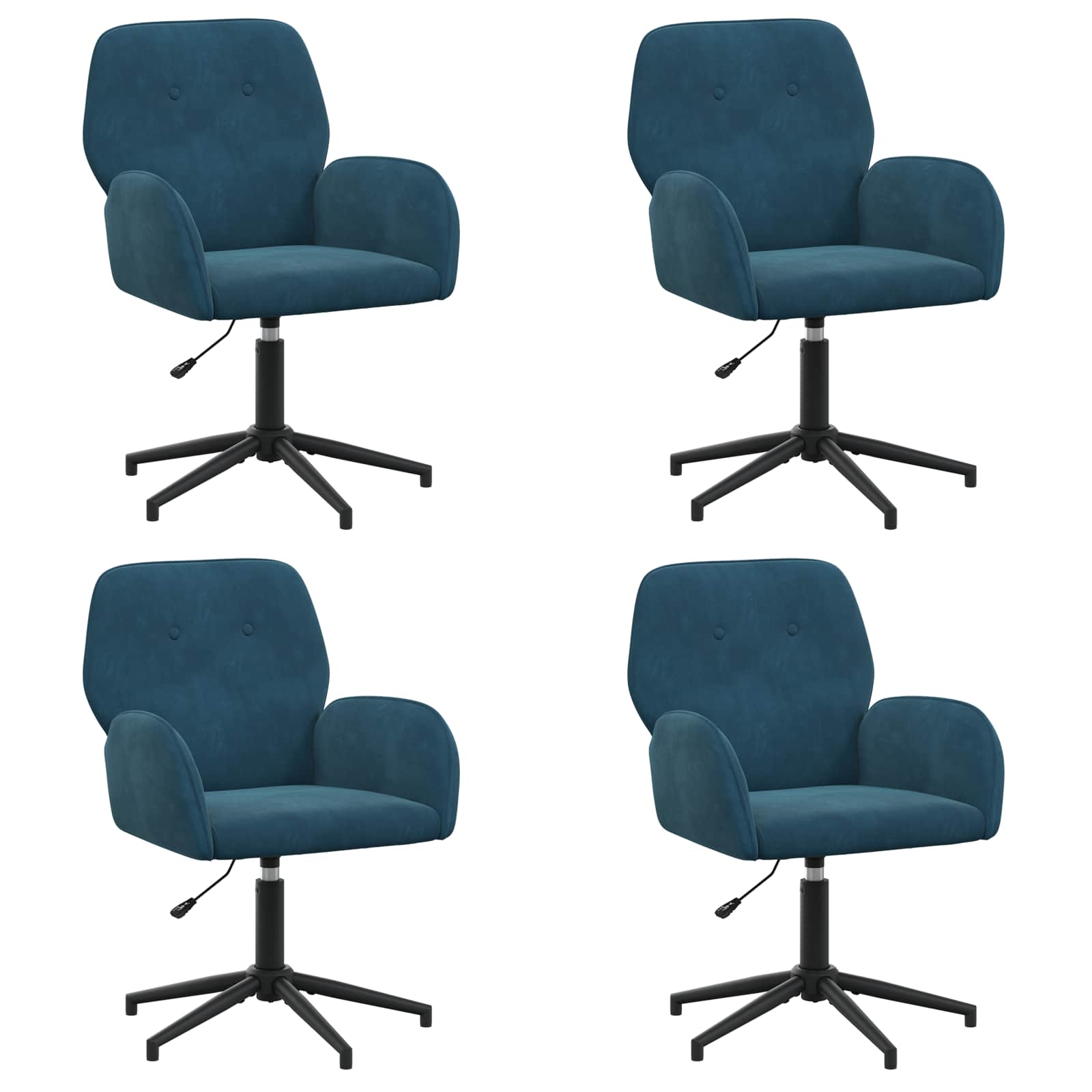 Sedie da scrivania girevoli 4 pz 54 x 55 x 90 cm Blu Velluto | homemem39
