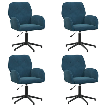 Sedie da scrivania girevoli 4 pz 54 x 55 x 90 cm Blu Velluto | homemem39