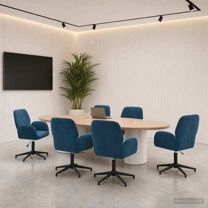 Sedie da scrivania girevoli 6 pz 54 x 55 x 90 cm Blu Velluto
