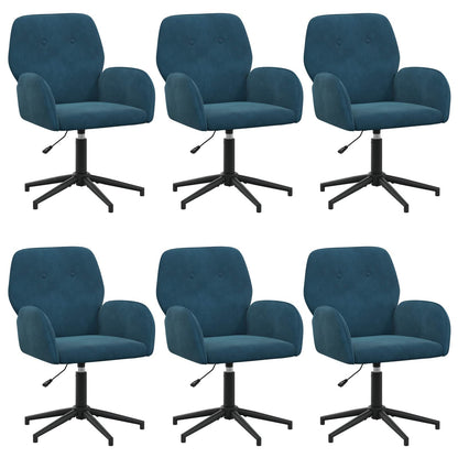 Sedie da scrivania girevoli 6 pz 54 x 55 x 90 cm Blu Velluto