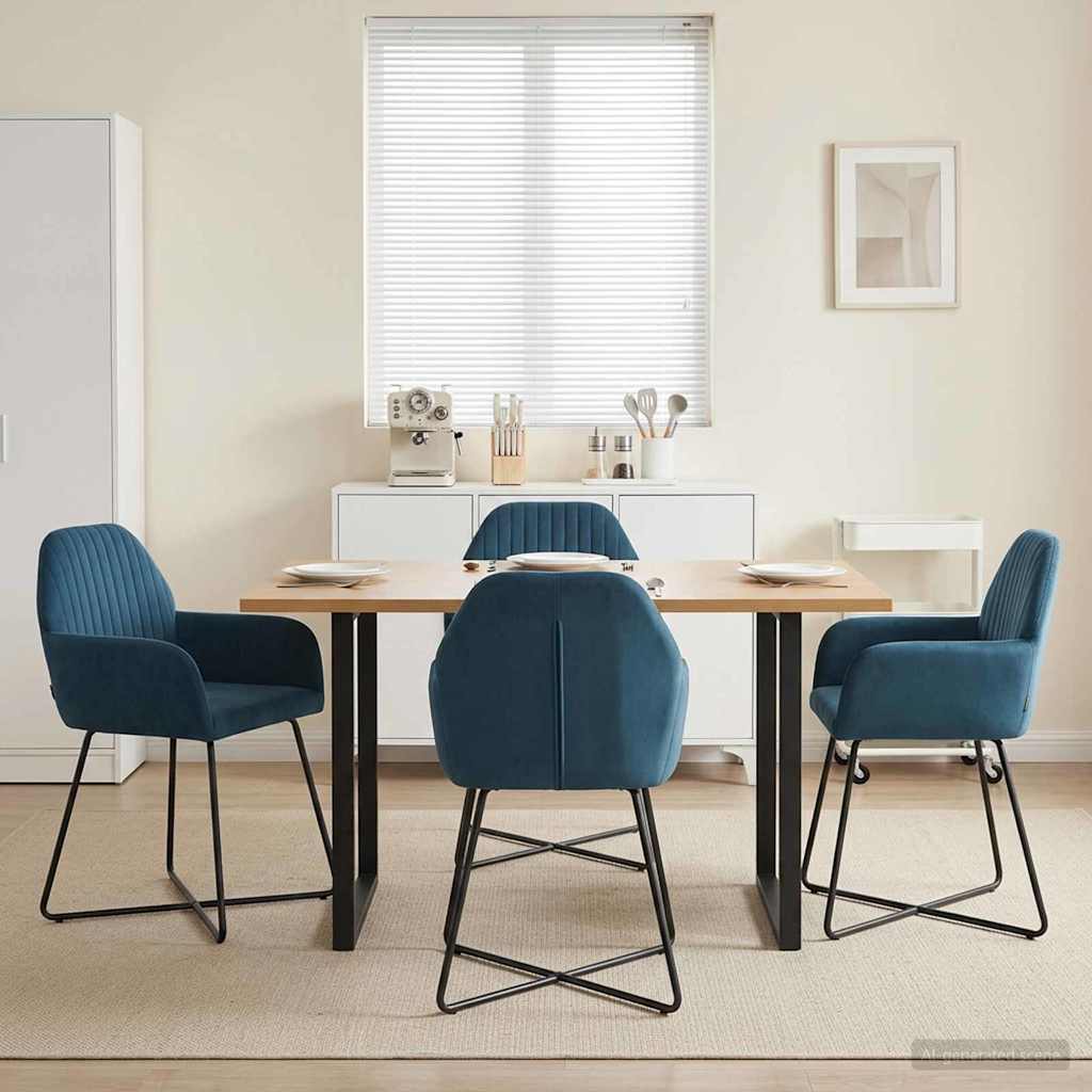 Sedie da pranzo 4 pcs Velluto Blu 55 x 50 x 84 cm | homemem39