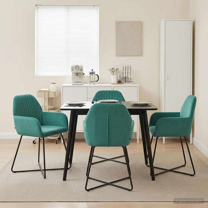 Sedie da pranzo 4 pcs Velluto Turchese 55 x 50 x 84 cm | homemem39