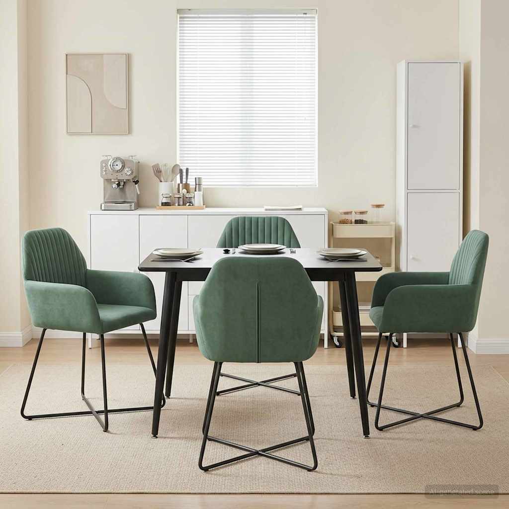 Sedie da pranzo 4 pcs Velluto Verde Mare 55 x 50 x 84 cm | homemem39