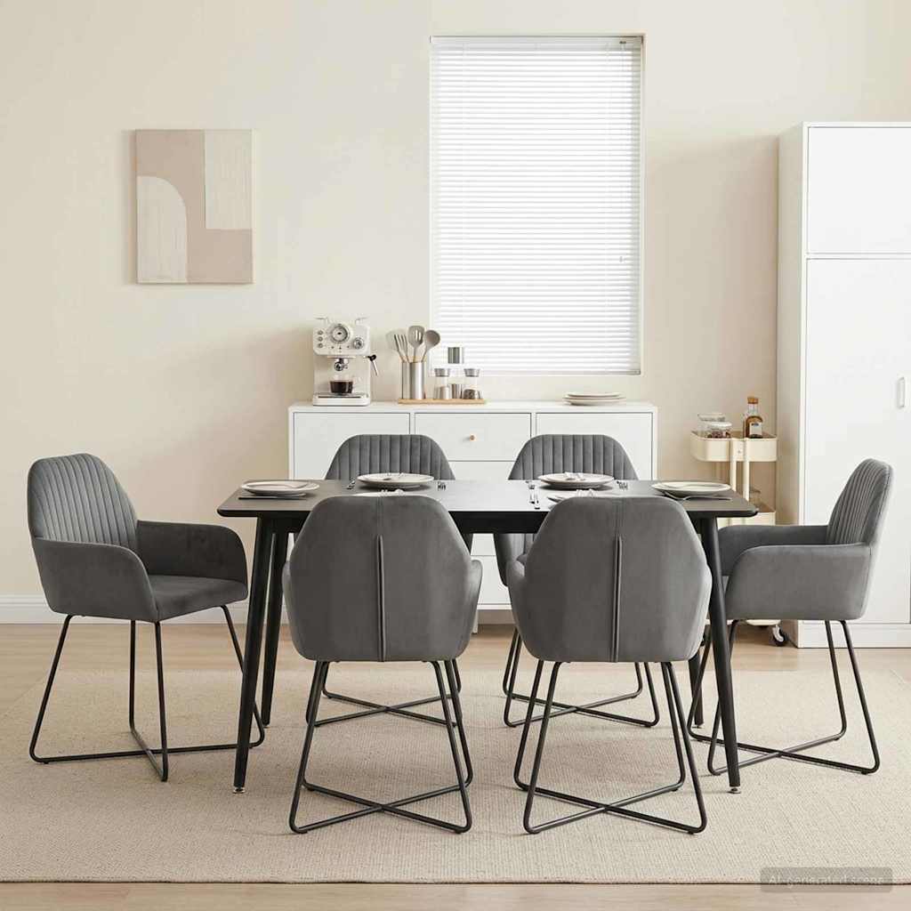 Sedie da pranzo 6 pcs Velluto Grigio Scuro 55 x 50 x 84 cm