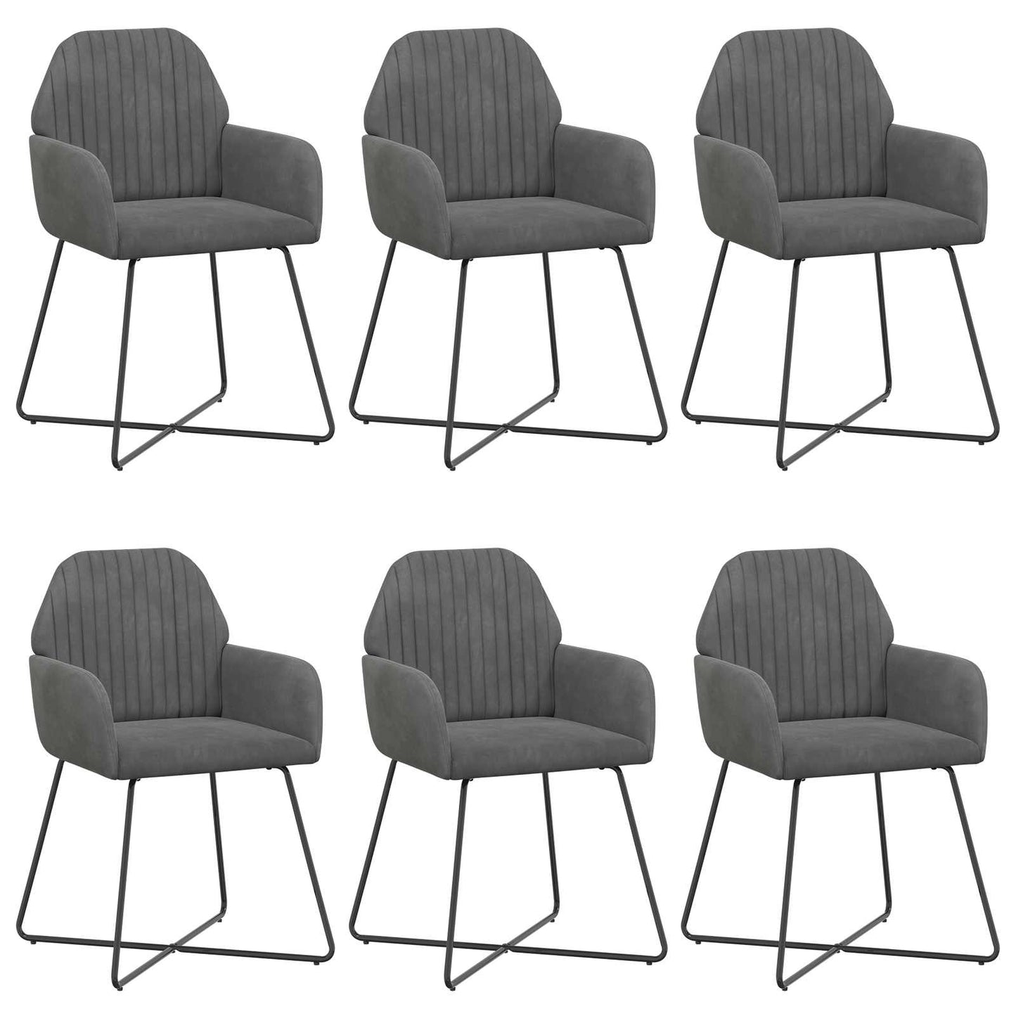 Sedie da pranzo 6 pcs Velluto Grigio Scuro 55 x 50 x 84 cm