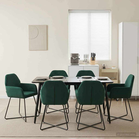 Sedie da pranzo 6 pcs Velluto Verde Scuro 55 x 50 x 84 cm