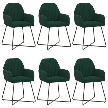 Sedie da pranzo 6 pcs Velluto Verde Scuro 55 x 50 x 84 cm