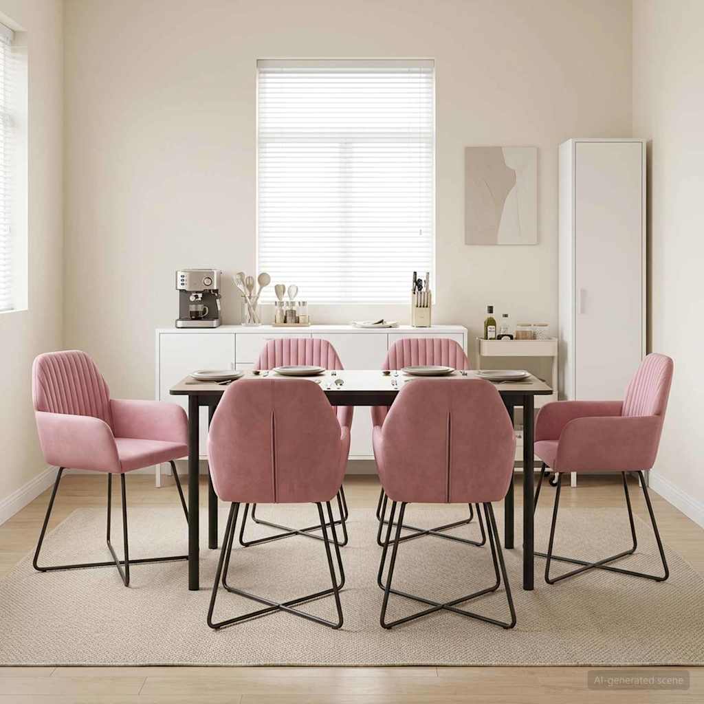 Sedie da pranzo 6 pcs Velluto Rosa 55 x 50 x 84 cm