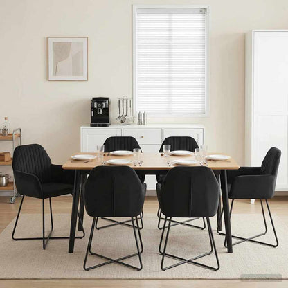 Sedie da pranzo 6 pcs Velluto Nero 55 x 50 x 84 cm