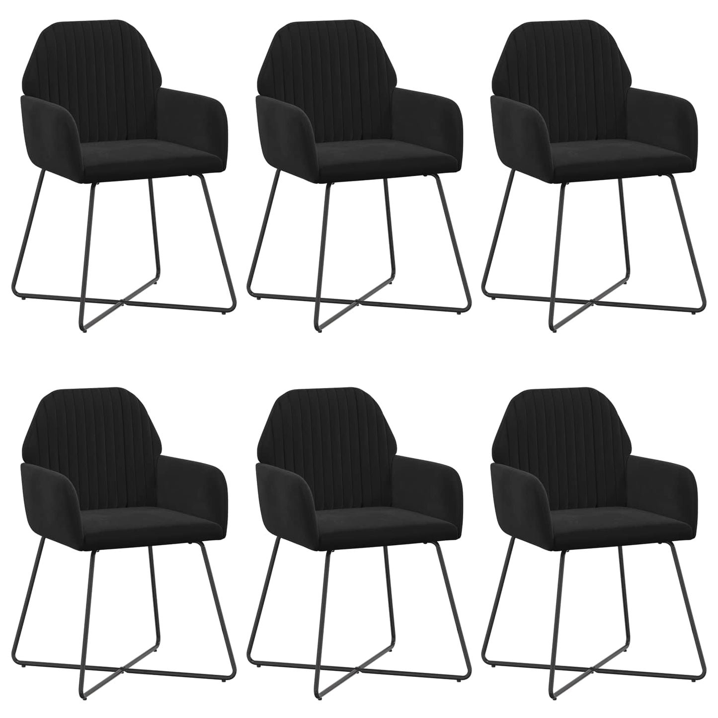 Sedie da pranzo 6 pcs Velluto Nero 55 x 50 x 84 cm