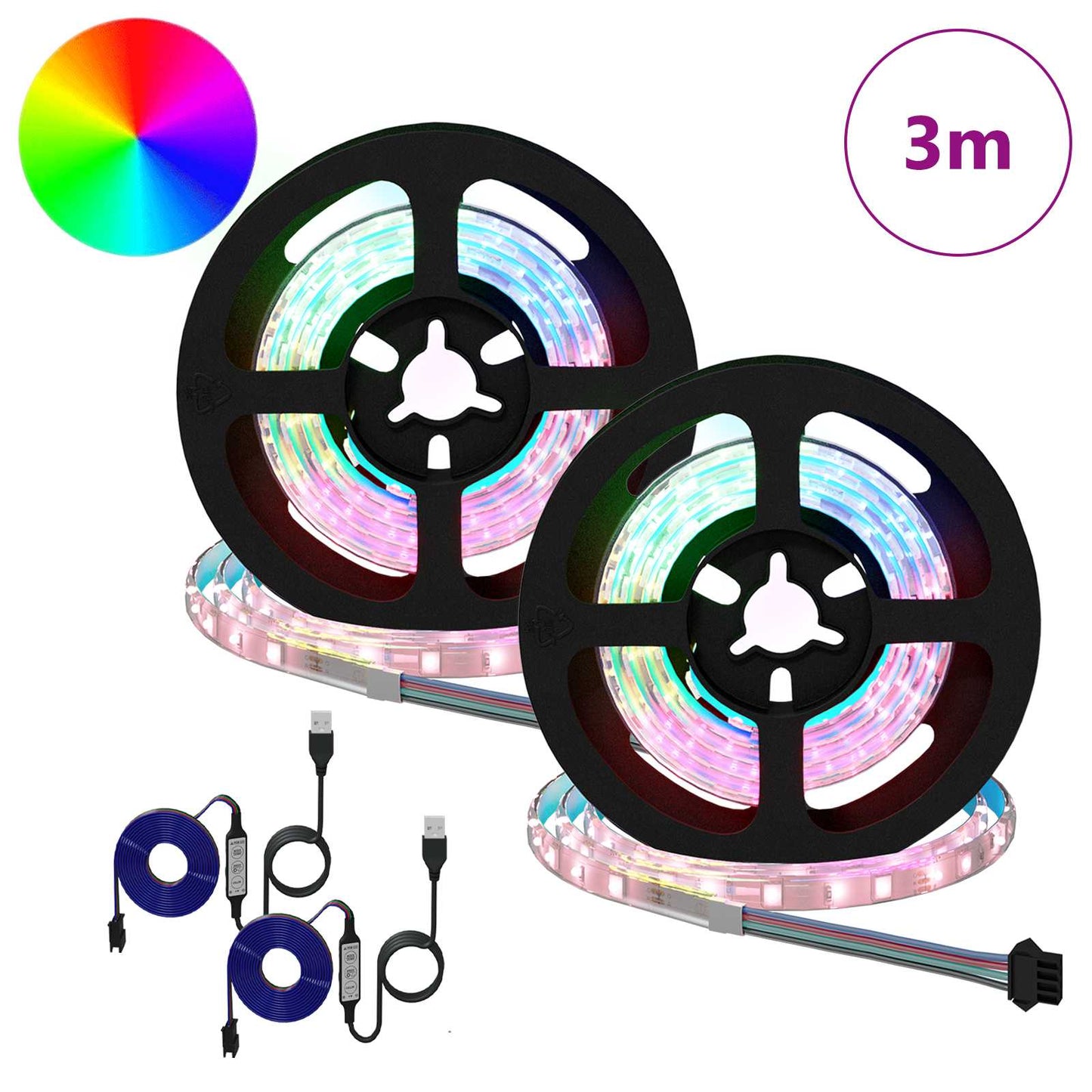 Striscia LED 4 pcs Nero e trasparente 75 x 0,8 x 0,3 cm