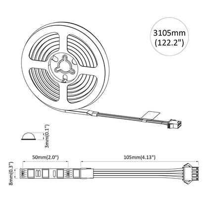 Striscia LED 4 pcs Nero e trasparente 300 x 0,8 x 0,3 cm