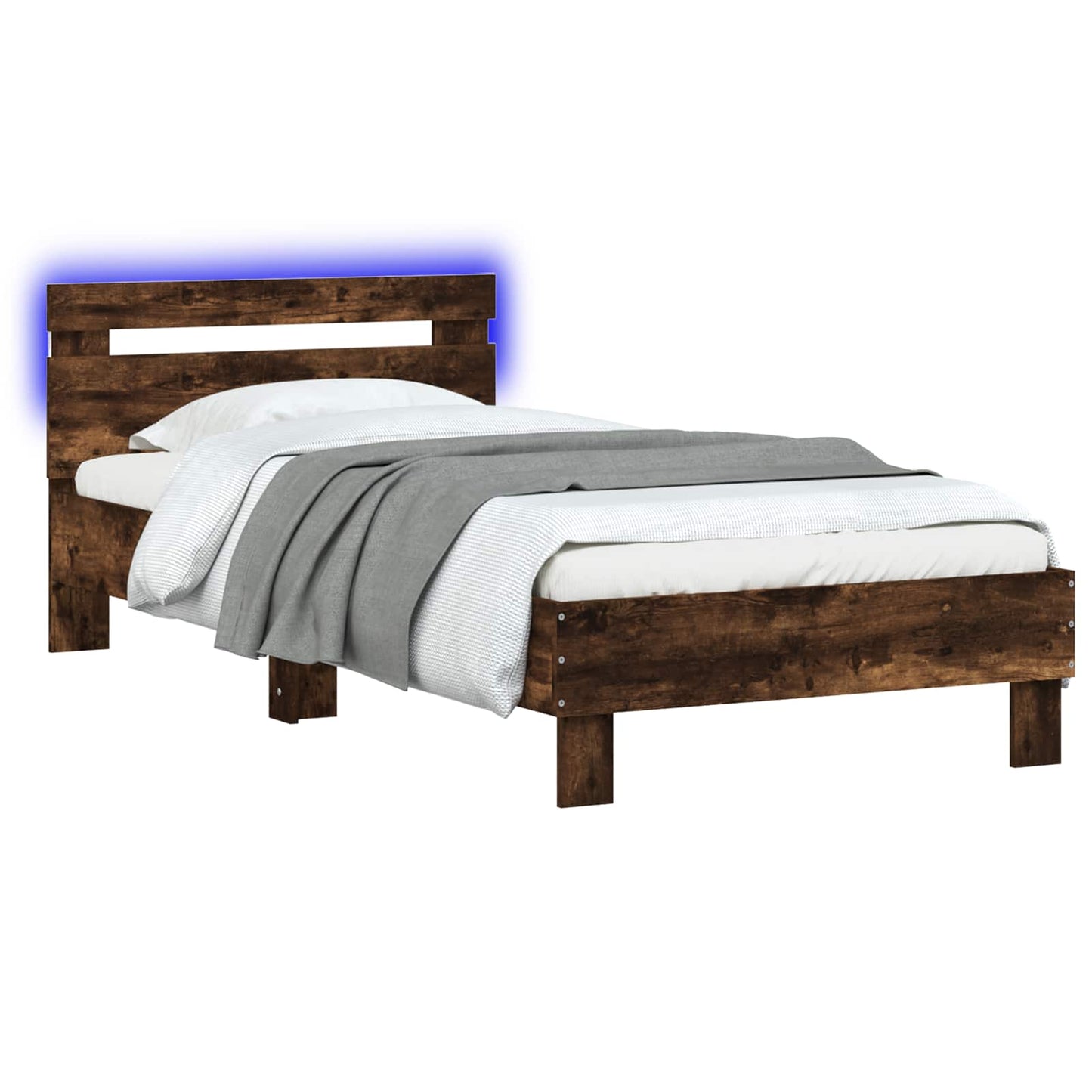 Letto con LED Rovere Fumo 80 x 200 cm Legno ingegnerizzato | homemem39