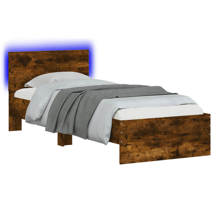 Letto con LED Rovere Fumo 80 x 200 cm Legno ingegnerizzato | homemem39
