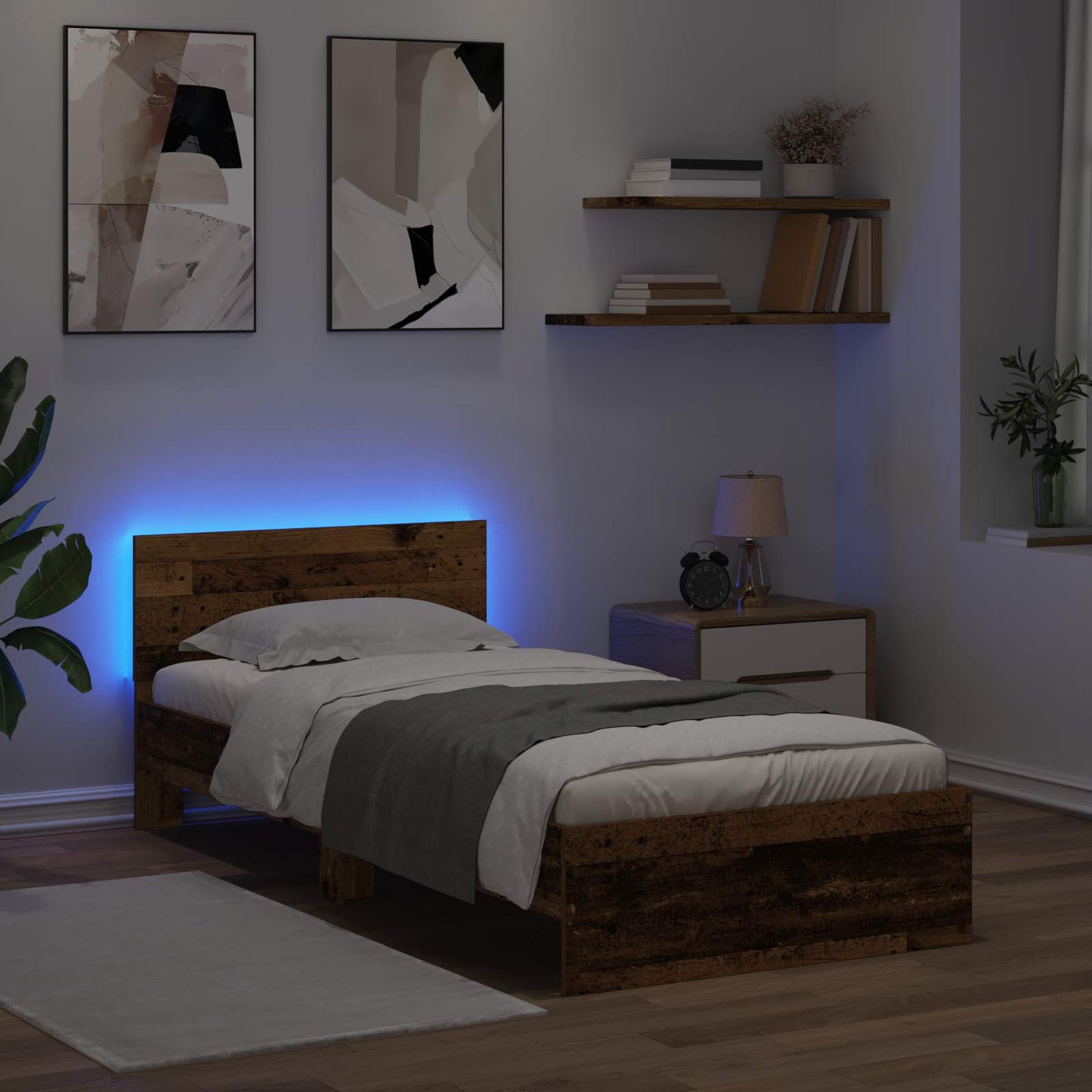 Letto con LED Legno antico 80 x 200 cm Legno ingegnerizzato | homemem39