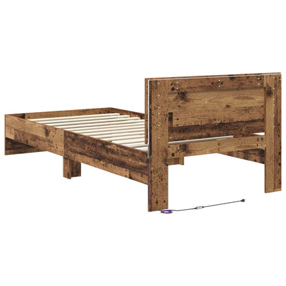 Letto con LED Legno antico 80 x 200 cm Legno ingegnerizzato | homemem39