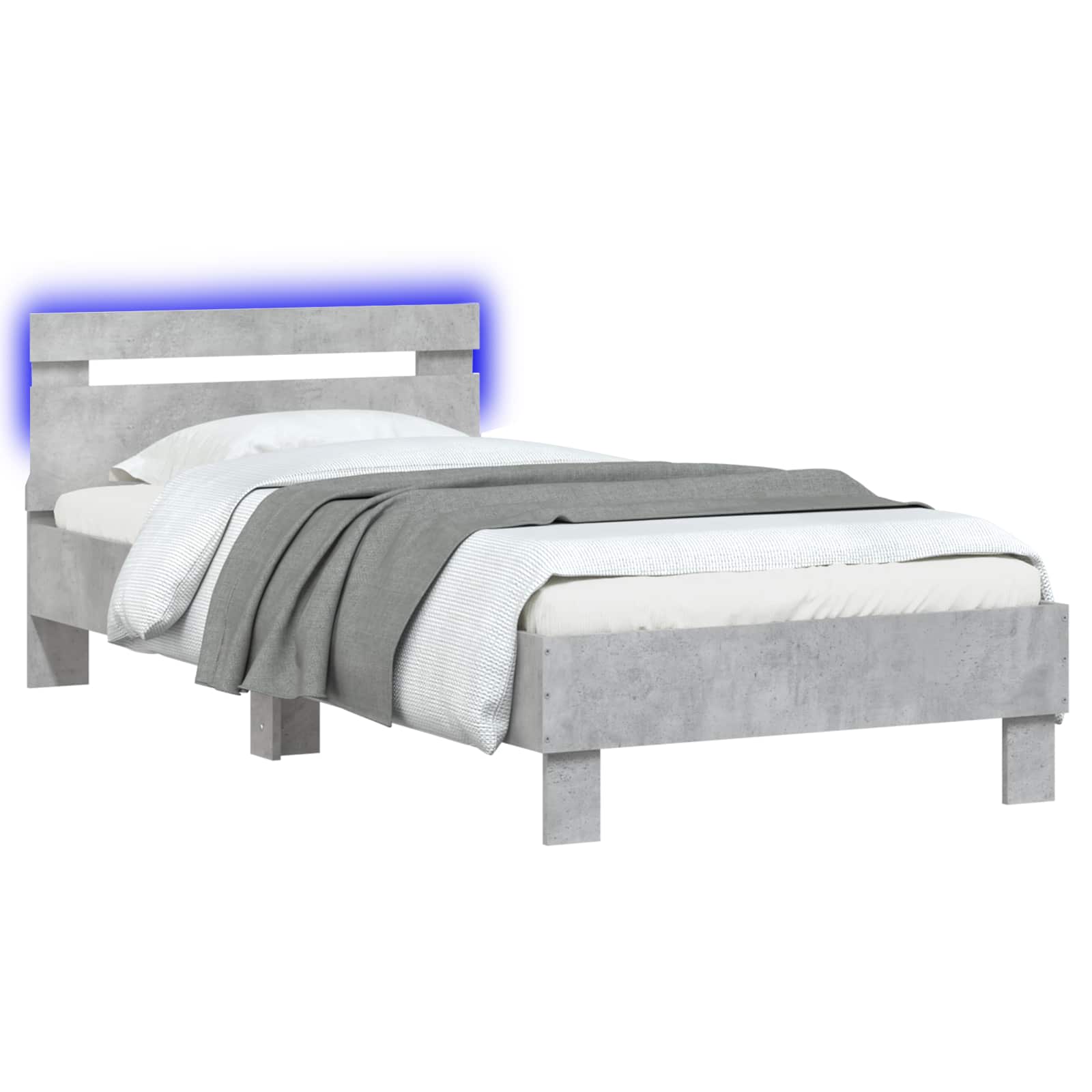 Letto con LED Grigio Cemento 80 x 200 cm Legno ingegnerizzato | homemem39