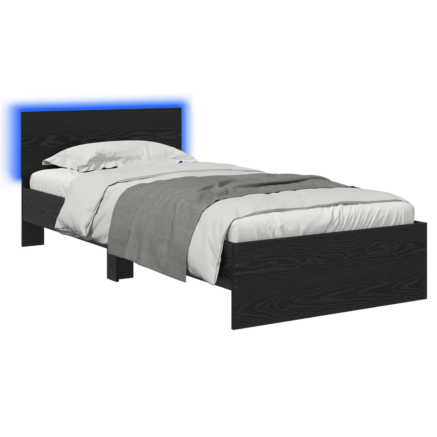 Letto con LED Rovere Nero 80 x 200 cm Legno ingegnerizzato | homemem39