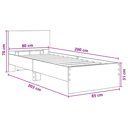 Letto con LED Rovere Artigianale 80 x 200 cm | homemem39