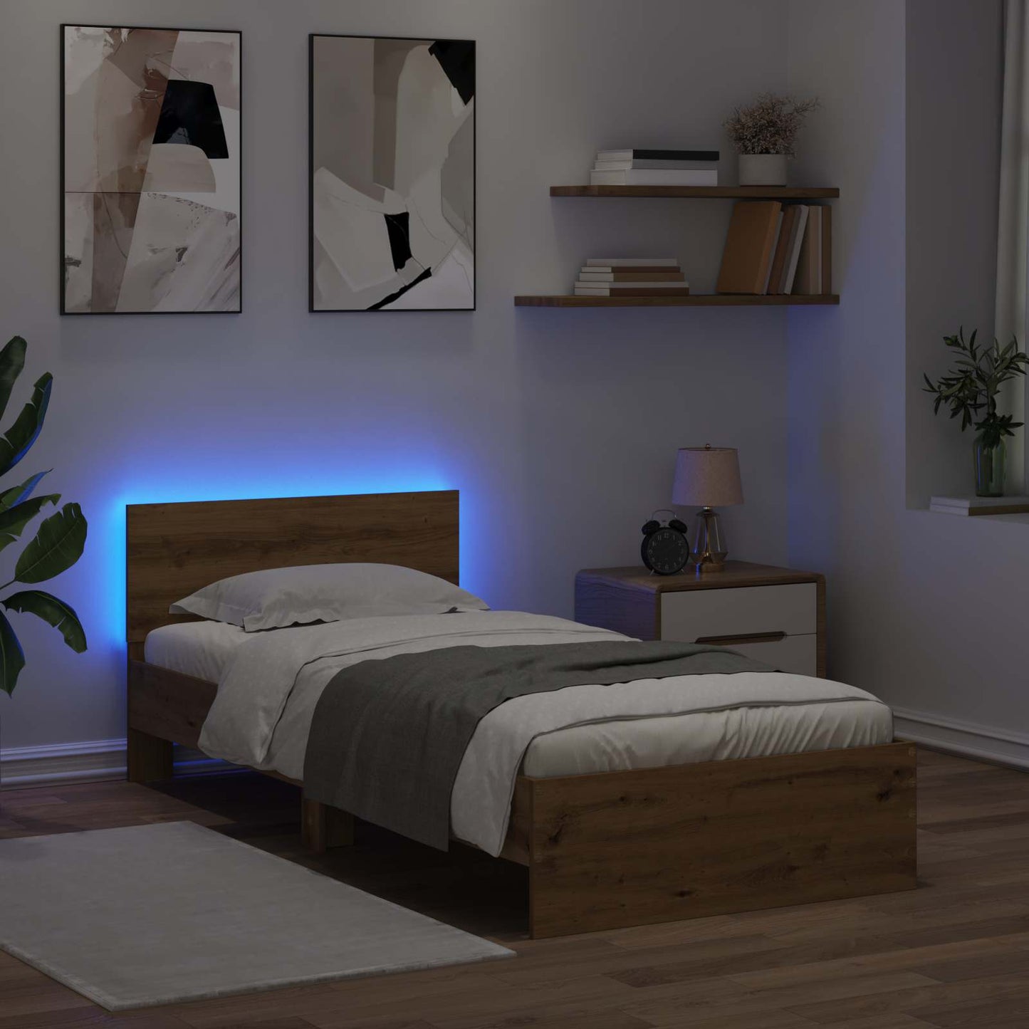 Letto con LED Rovere Artigianale 80 x 200 cm | homemem39