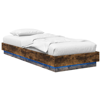Letto con LED Rovere Fumo 80 x 200 cm Legno ingegnerizzato | homemem39