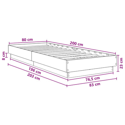 Letto con LED Rovere Fumo 80 x 200 cm Legno ingegnerizzato | homemem39