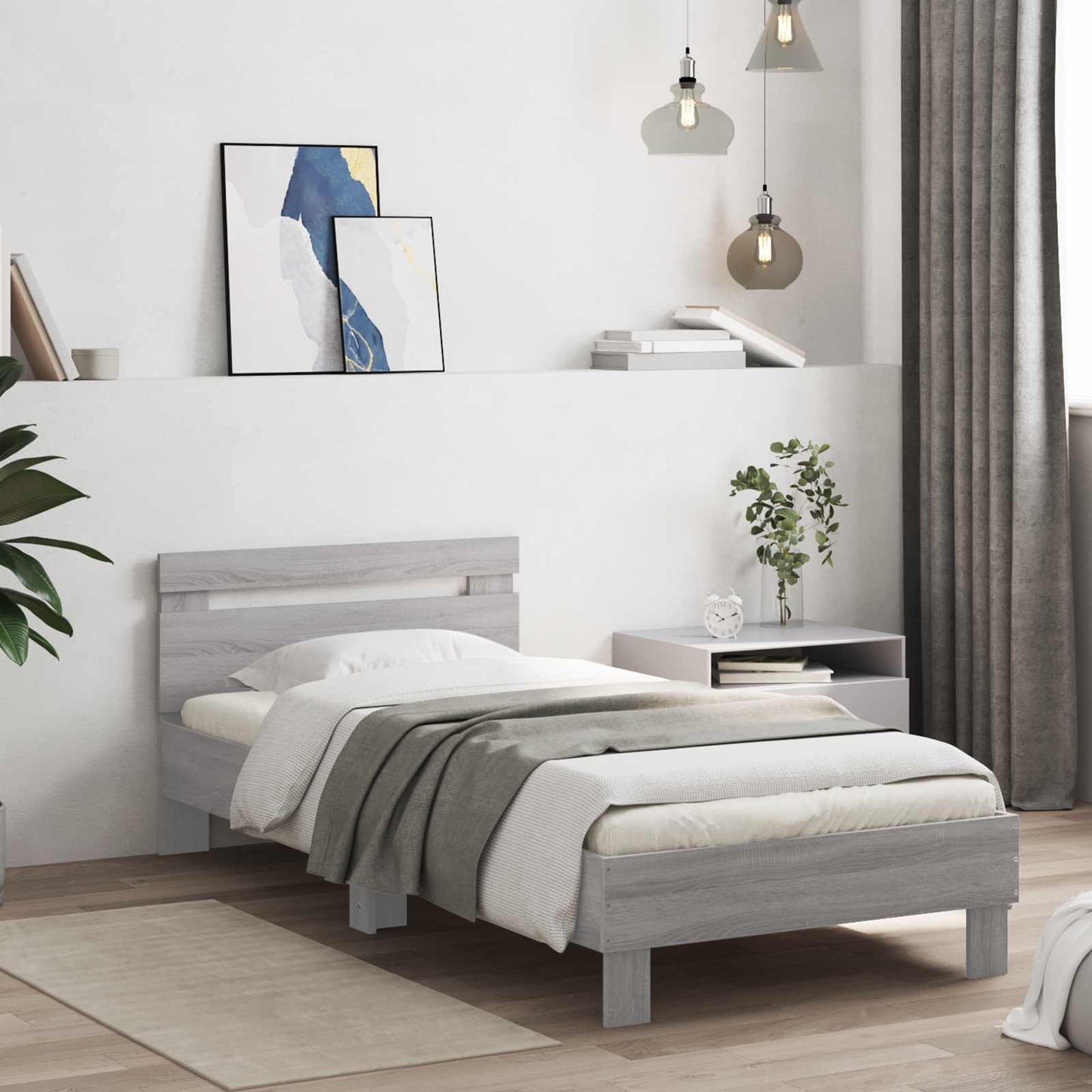 Struttura letto con testata Sonoma grigio 80 x 200 cm | homemem39