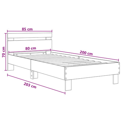 Struttura letto con testata Sonoma grigio 80 x 200 cm | homemem39